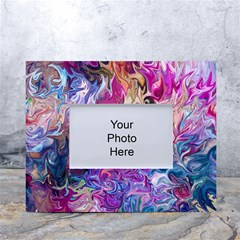 Painted Flames White Tabletop Photo Frame 4 x6  by kaleidomarblingart