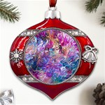 Painted flames Metal Snowflake And Bell Red Ornament Front