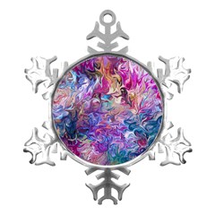 Painted Flames Metal Small Snowflake Ornament by kaleidomarblingart