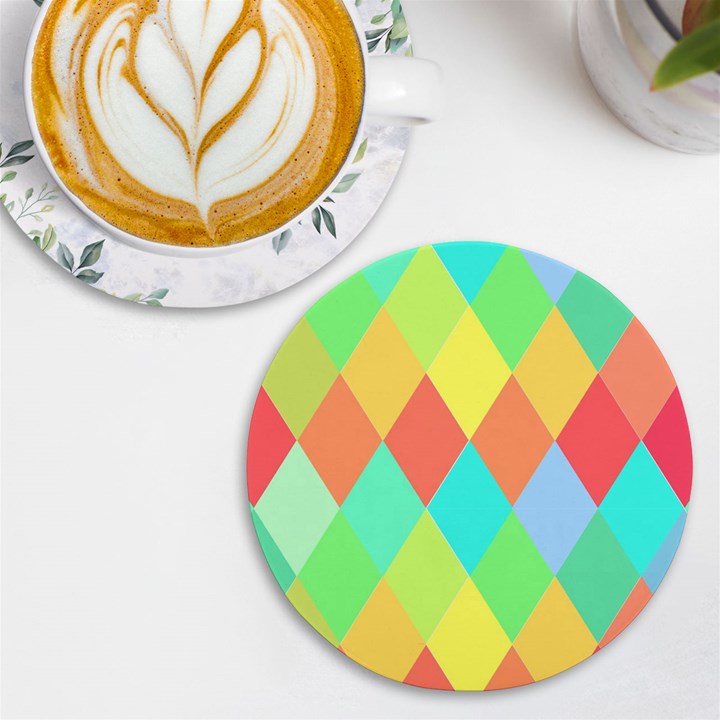 Low Poly Triangles UV Print Round Tile Coaster