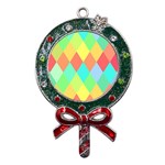 Low Poly Triangles Metal X Mas Lollipop with Crystal Ornament Front