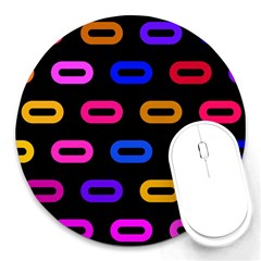 Pattern Background Structure Black Round Mousepad by danenraven