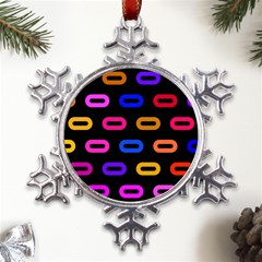 Pattern Background Structure Black Metal Large Snowflake Ornament by danenraven