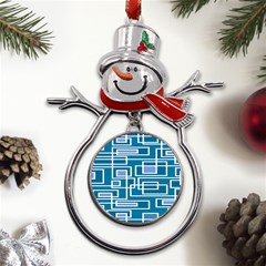 Geometric Rectangle Shape Linear Metal Snowman Ornament