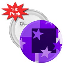 Purple Stars Pattern Shape 2 25  Buttons (100 Pack)  by danenraven