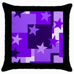 Purple Stars Pattern Shape Throw Pillow Case (black) by danenraven