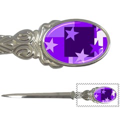 Purple Stars Pattern Shape Letter Opener by danenraven