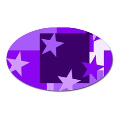 Purple Stars Pattern Shape Oval Magnet by danenraven