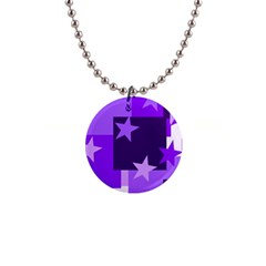 Purple Stars Pattern Shape 1  Button Necklace by danenraven