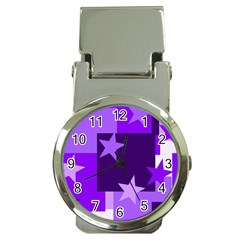 Purple Stars Pattern Shape Money Clip Watches by danenraven