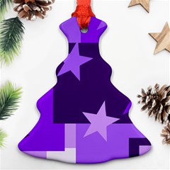 Purple Stars Pattern Shape Christmas Tree Ornament (two Sides) by danenraven