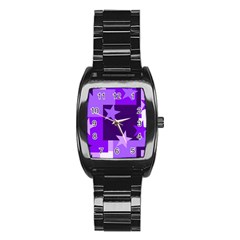 Purple Stars Pattern Shape Stainless Steel Barrel Watch by danenraven