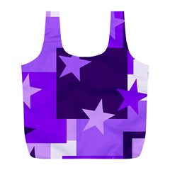 Purple Stars Pattern Shape Full Print Recycle Bag (l) by danenraven