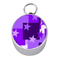 Purple Stars Pattern Shape Mini Silver Compasses by danenraven