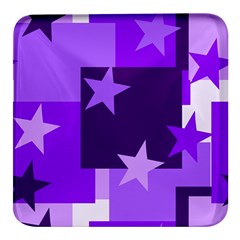 Purple Stars Pattern Shape Square Glass Fridge Magnet (4 Pack) by danenraven