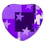 Purple Stars Pattern Shape Heart Glass Fridge Magnet (4 pack) Front