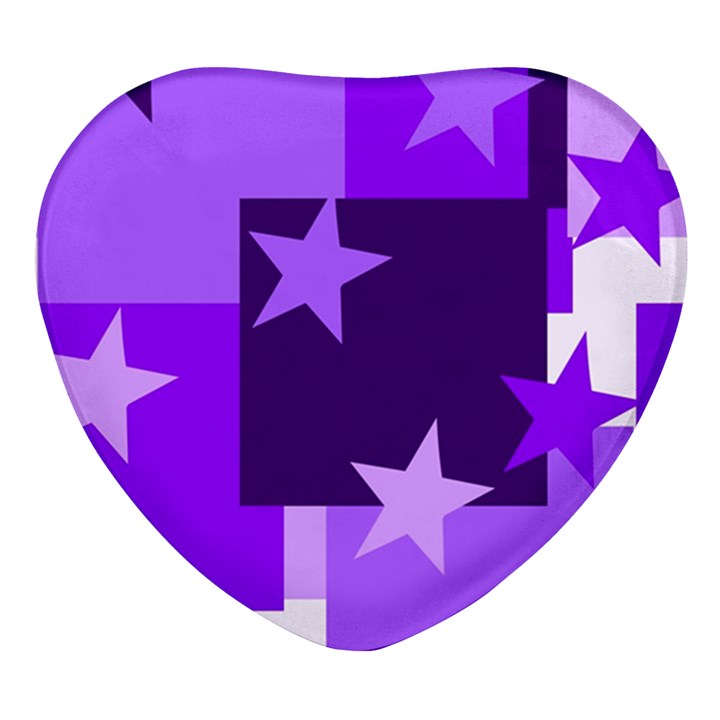 Purple Stars Pattern Shape Heart Glass Fridge Magnet (4 pack)