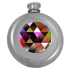 Abstract Geometric Triangles Shapes Round Hip Flask (5 Oz) by danenraven