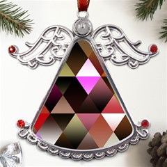 Abstract Geometric Triangles Shapes Metal Angel With Crystal Ornament by danenraven