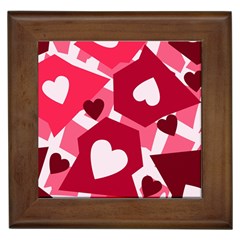 Pink Hearts Pattern Love Shape Framed Tile by danenraven