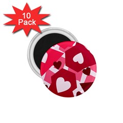 Pink Hearts Pattern Love Shape 1 75  Magnets (10 Pack)  by danenraven