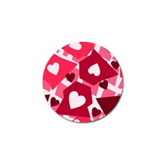 Pink Hearts Pattern Love Shape Golf Ball Marker by danenraven