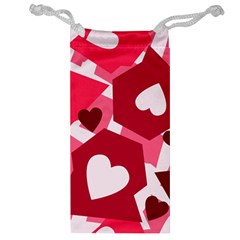 Pink Hearts Pattern Love Shape Jewelry Bag by danenraven