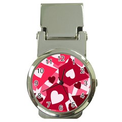 Pink Hearts Pattern Love Shape Money Clip Watches by danenraven