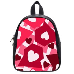 Pink Hearts Pattern Love Shape School Bag (small)