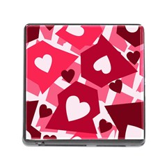 Pink Hearts Pattern Love Shape Memory Card Reader (square 5 Slot) by danenraven