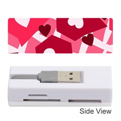 Pink Hearts Pattern Love Shape Memory Card Reader (stick) by danenraven