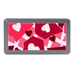 Pink Hearts Pattern Love Shape Memory Card Reader (mini) by danenraven