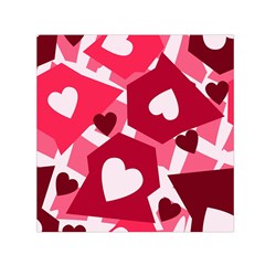 Pink Hearts Pattern Love Shape Square Satin Scarf (30  X 30 ) by danenraven