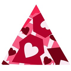 Pink Hearts Pattern Love Shape Wooden Puzzle Triangle by danenraven