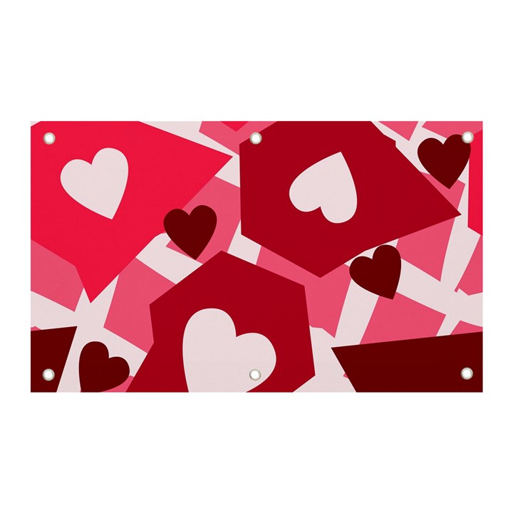 Pink Hearts Pattern Love Shape Banner and Sign 5  x 3 