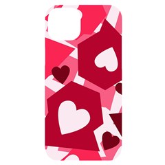 Pink Hearts Pattern Love Shape Iphone 14 Plus Black Uv Print Case by danenraven