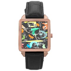 Repetition Seamless Child Sketch Rose Gold Leather Watch  by danenraven