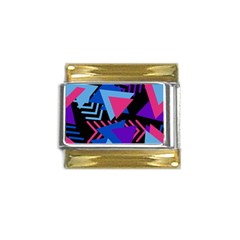 Memphis Pattern Geometric Abstract Gold Trim Italian Charm (9mm) by danenraven