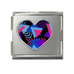 Memphis Pattern Geometric Abstract Mega Link Heart Italian Charm (18mm) by danenraven