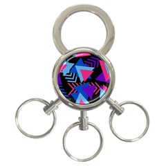 Memphis Pattern Geometric Abstract 3-ring Key Chain by danenraven