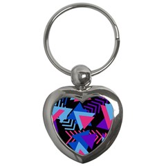 Memphis Pattern Geometric Abstract Key Chain (heart) by danenraven