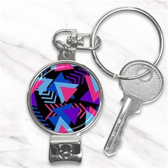 Memphis Pattern Geometric Abstract Nail Clippers Key Chain by danenraven