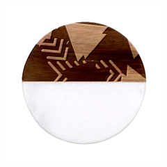 Memphis Pattern Geometric Abstract Classic Marble Wood Coaster (round)  by danenraven