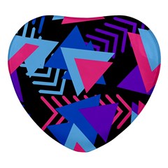 Memphis Pattern Geometric Abstract Heart Glass Fridge Magnet (4 Pack) by danenraven