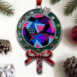 Memphis Pattern Geometric Abstract Metal X Mas Lollipop with Crystal Ornament Front