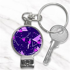 Purple Blue Geometric Pattern Nail Clippers Key Chain by danenraven