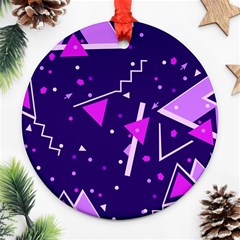 Purple Blue Geometric Pattern Round Ornament (two Sides) by danenraven