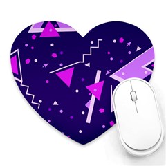 Purple Blue Geometric Pattern Heart Mousepad by danenraven