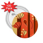 Amber Yellow Stripes Leaves Floral 2.25  Buttons (100 pack)  Front