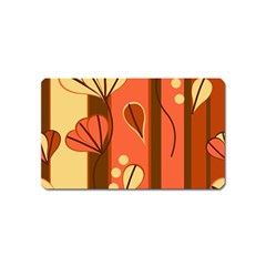 Amber Yellow Stripes Leaves Floral Magnet (name Card) by danenraven